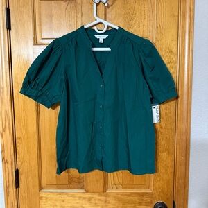 NWT Women's Nine West Forest Green Blouse size Large